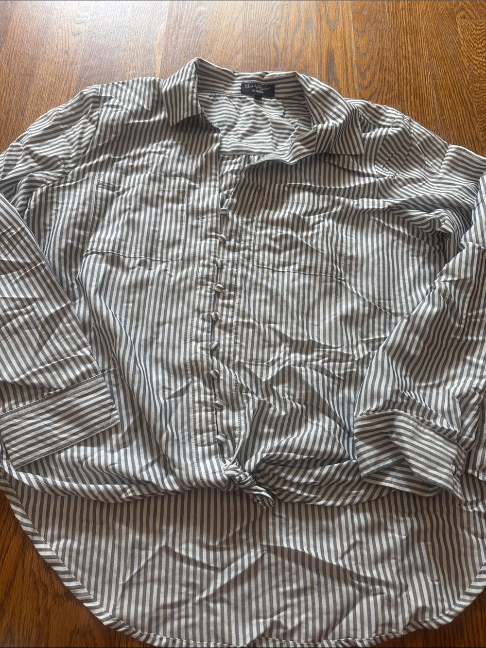 Striped Button-Down Womens Shirt - Ink Gray/White